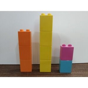 Lot of 9 LEGO Duplo Blocks 1 X 2 tall bricks Yellow Orange Pink Blue B11